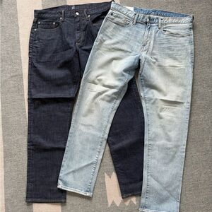 2 Pair - GAP Men's Dark and Light - Slim Jeans - 34 x 30